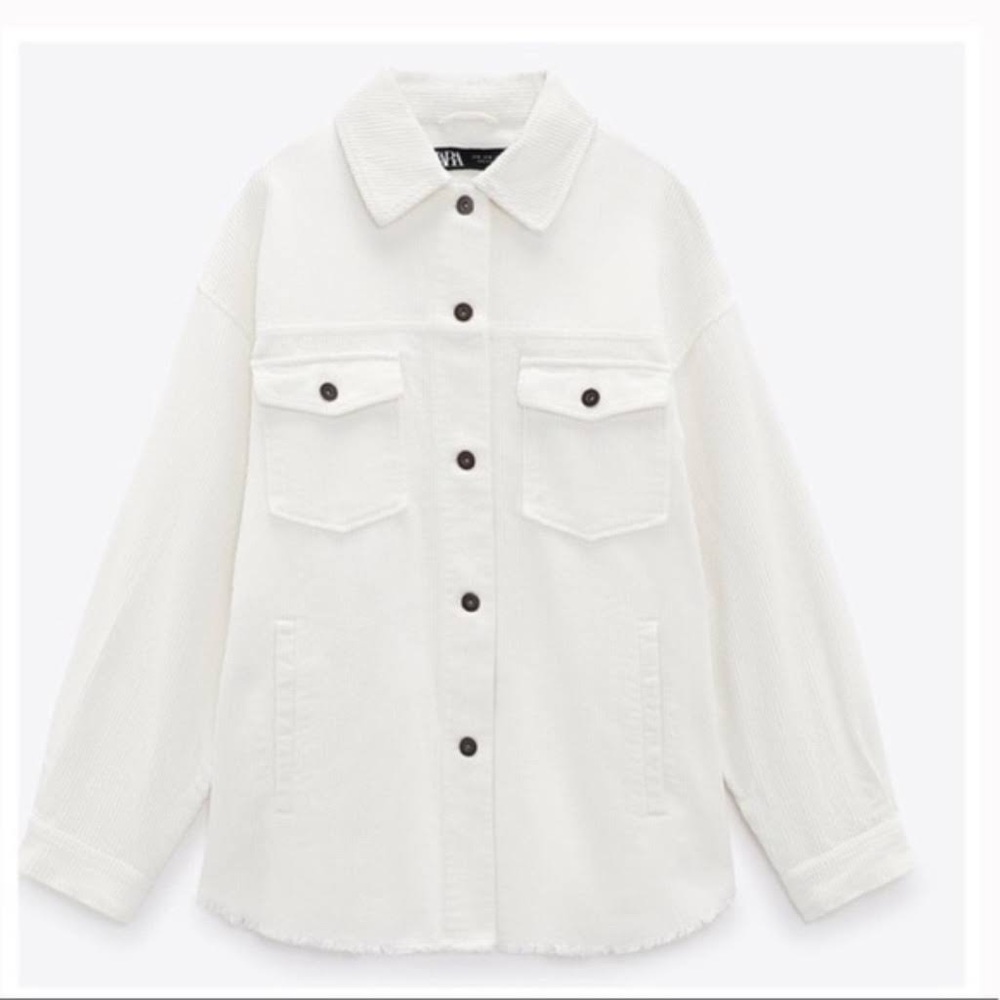 Zara white corduroy jacket button down, Size M
